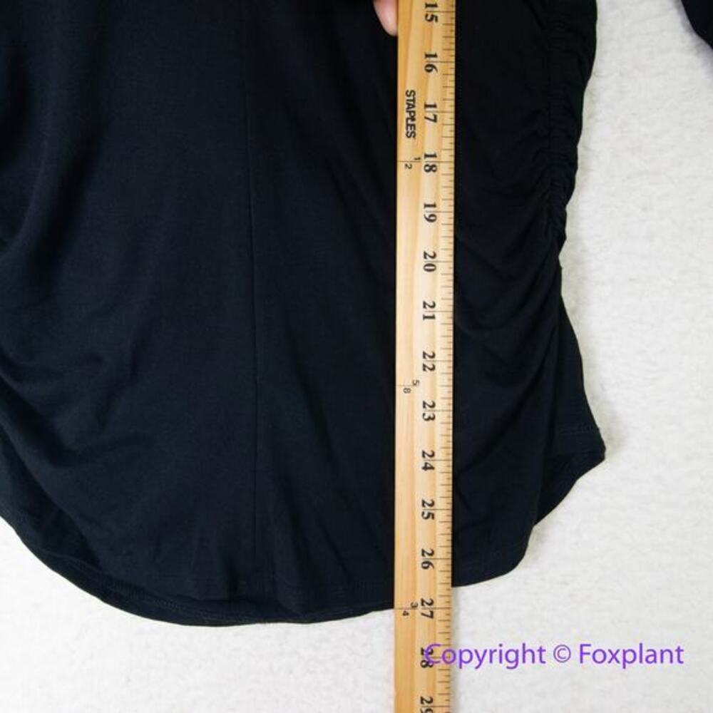 Vince Camuto black three quarter sleeves top ruched sides, size M - Picture 7 of 13
